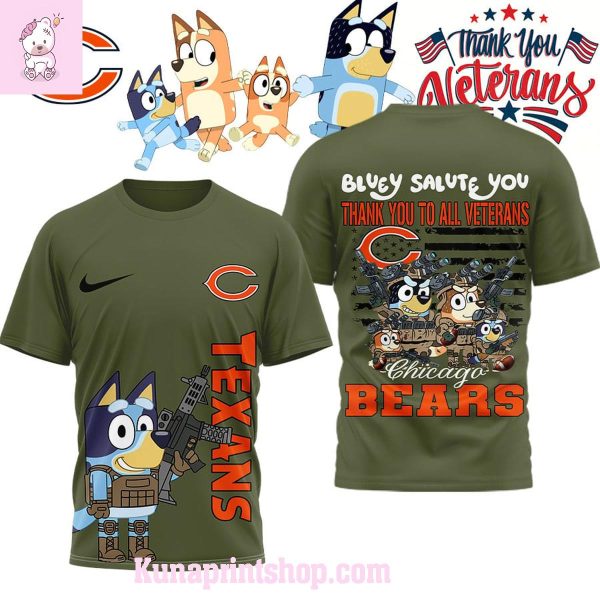 Chicago Bears x Bluey Salute Veterans Shirt