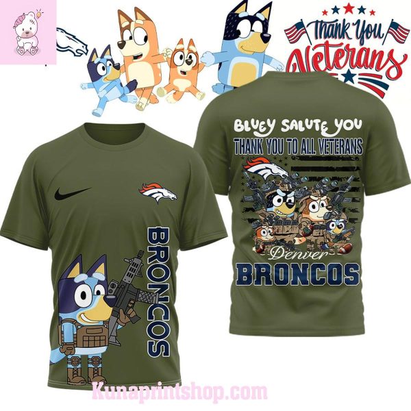 Denver Broncos x Bluey Salute Veterans Shirt