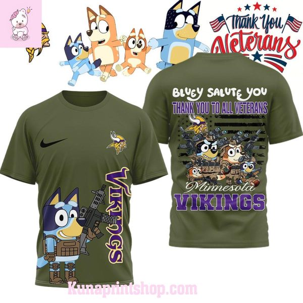 Minnesota Vikings x Bluey Salute Veterans Shirt