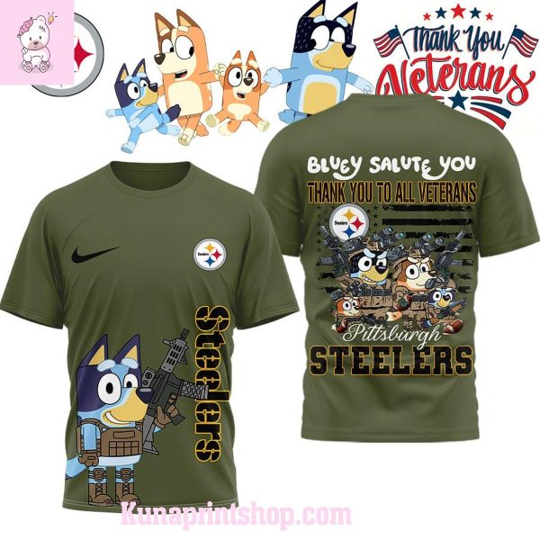 Pittsburgh Steelers x Bluey Salute Veterans Shirt